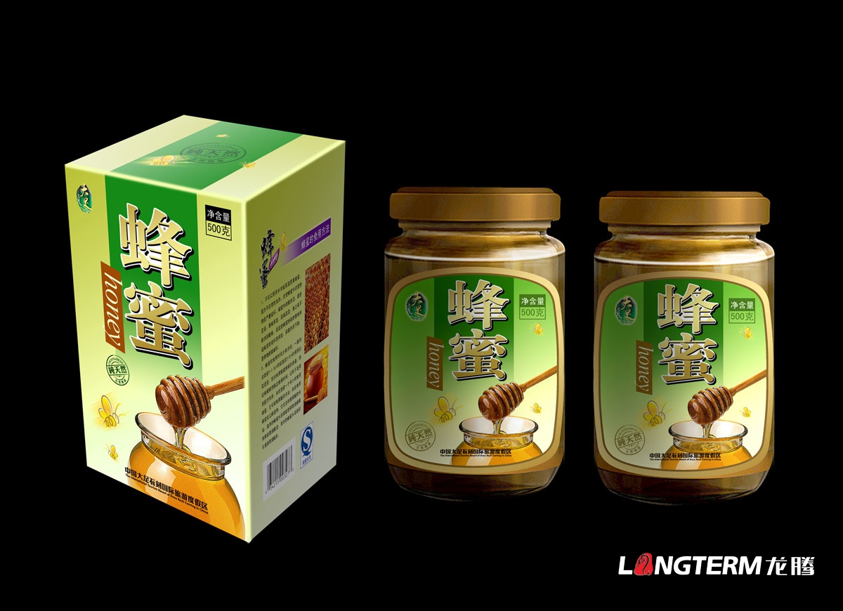 大足純天然蜂蜜包裝設計|蜂蜜瓶貼瓶蓋瓶標設計|養生保健健康蜂蜜包裝效果圖