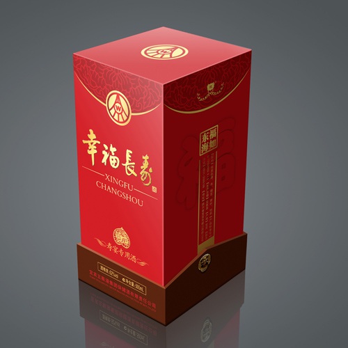 飲品包裝設計-幸福長(cháng)壽白酒包裝設計|成都白酒壽宴專(zhuān)用酒酒盒酒瓶酒標瓶型瓶蓋包裝盒設計效果圖